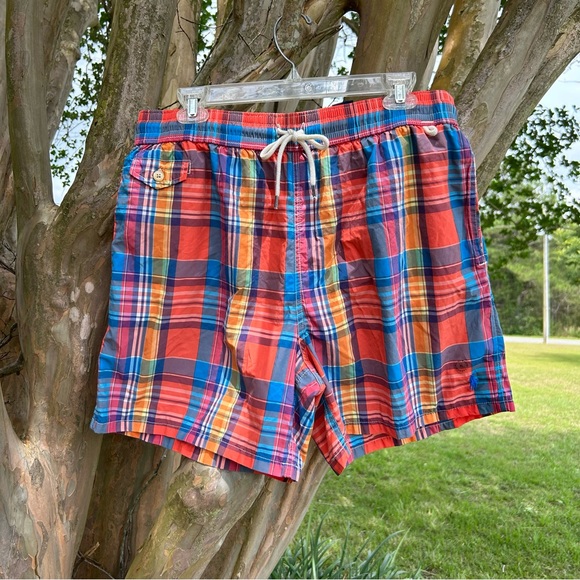 RALPH LAURN POLO Men’s size XL Plaid Swim Trunks NEW with TAGS !! - Picture 7 of 10